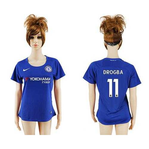 Women’s Chelsea #11 Drogba Home Soccer Club Jersey