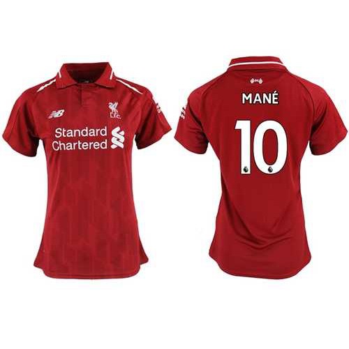 Women’s Liverpool #10 Mane Red Home Soccer Club Jersey