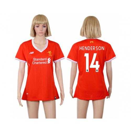 Women’s Liverpool #14 Henderson Red Home Soccer Club Jersey