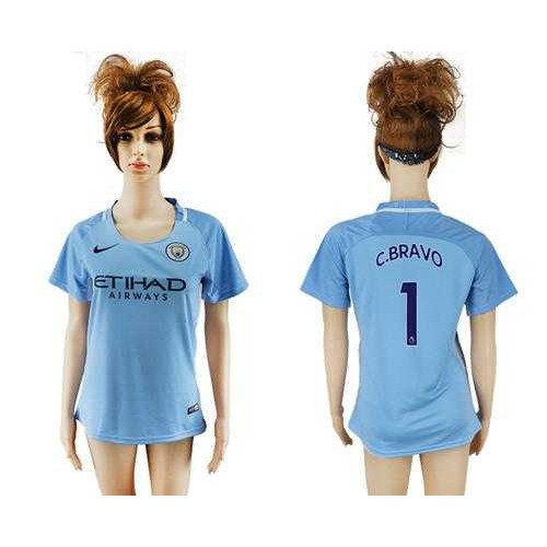 Women’s Manchester City #1 C.Bravo Home Soccer Club Jersey