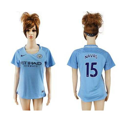 Women’s Manchester City #15 Navas Home Soccer Club Jersey
