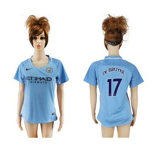 Women’s Manchester City #17 De Bruyne Home Soccer Club Jersey