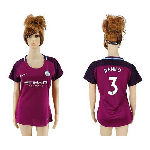Women’s Manchester City #3 Danilo Away Soccer Club Jersey