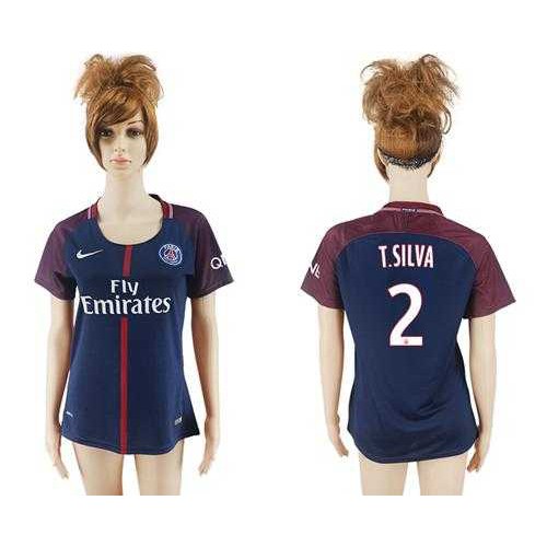 Women’s Paris Saint-Germain #2 T.Silva Home Soccer Club Jersey