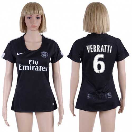 Women’s Paris Saint-Germain #6 Verratti Sec Away Soccer Club Jersey