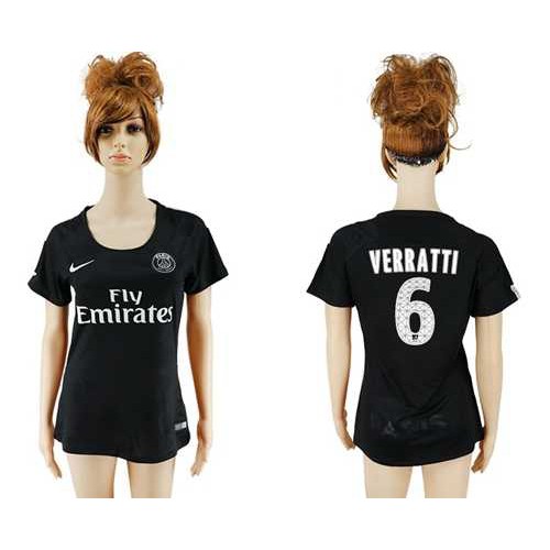 Women’s Paris Saint-Germain #6 Verratti Sec Away Soccer Club Jersey