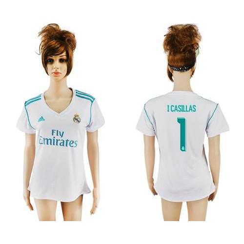 Women’s Real Madrid #1 I.Casillas Home Soccer Club Jersey