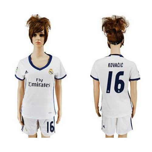 Women’s Real Madrid #16 Kovacic Home Soccer Club Jersey