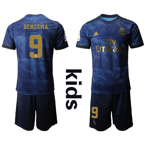 Real Madrid #9 Benzema Away Kid Soccer Club Jersey