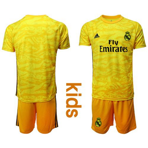Real Madrid Blank Yellow Goalkeeper Kid Soccer Club Jersey