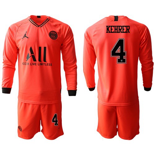 Paris Saint-Germain #4 Kehrer Red Jordan Long Sleeves Soccer Club Jersey