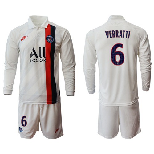 Paris Saint-Germain #6 Verratti Away Long Sleeves Soccer Club Jersey