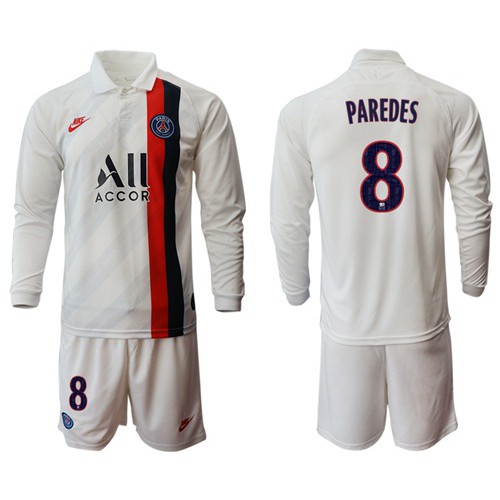 Paris Saint-Germain #8 Paredes Away Long Sleeves Soccer Club Jersey