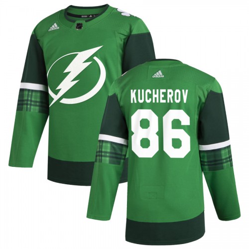 Tampa Bay Lightning #86 Nikita Kucherov Men’s Adidas 2020 St. Patrick’s Day Stitched NHL Jersey Green