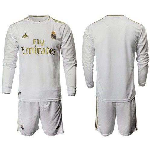 Real Madrid Blank White Home Long Sleeves Soccer Club Jersey
