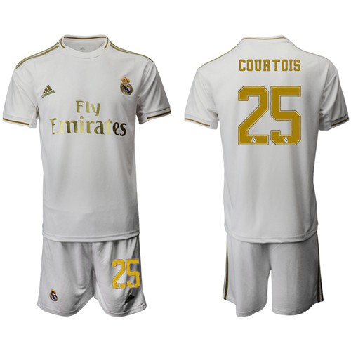 Real Madrid #25 Courtois White Home Soccer Club Jersey