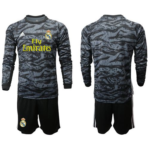 Real Madrid Blank Black Goalkeeper Long Sleeves Soccer Club Jersey