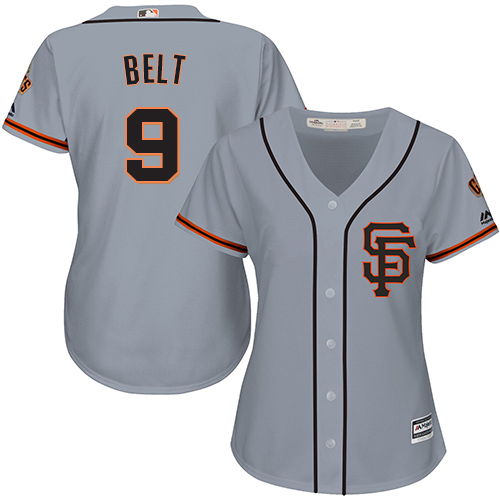 San Francisco Giants #9 Brandon Belt Grey Road 2 Women's Stitched MLB Jersey