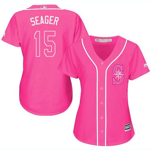 Seattle Mariners #15 Kyle Seager Pink Fashion Women's Stitched MLB Jersey