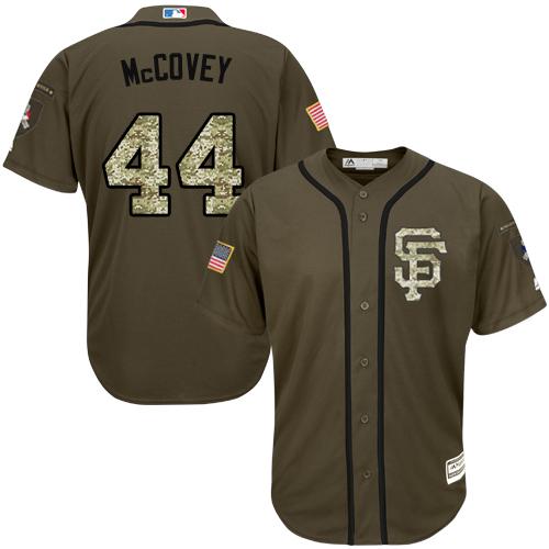 San Francisco Giants #44 Willie McCovey Green Salute to Service Stitched  Youth MLB Jersey