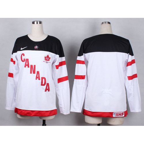 Team Canada Blank White 100th Anniversary Women’s Stitched NHL Jersey