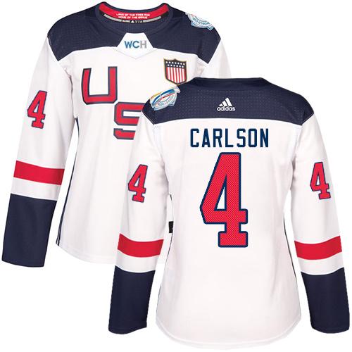 Team USA #4 John Carlson White 2016 World Cup Women’s Stitched NHL Jersey