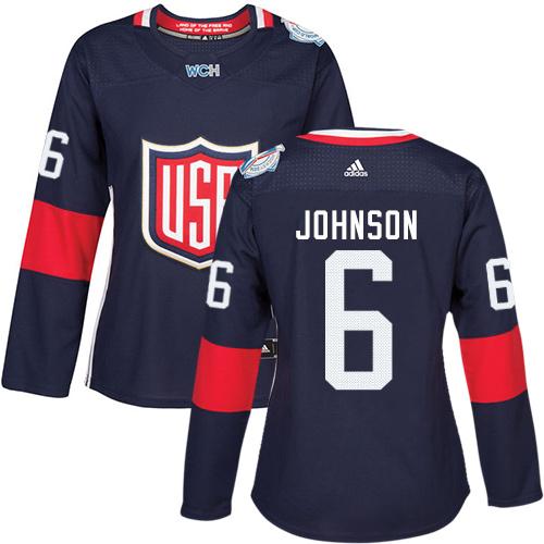 Team USA #6 Erik Johnson Navy Blue 2016 World Cup Women’s Stitched NHL Jersey