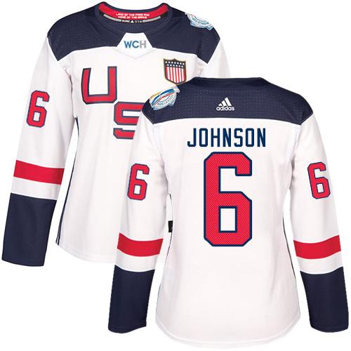 Team USA #6 Erik Johnson White 2016 World Cup Women’s Stitched NHL Jersey