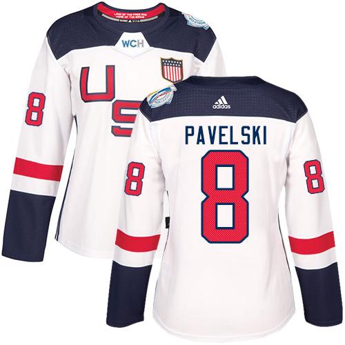 Team USA #8 Joe Pavelski White 2016 World Cup Women’s Stitched NHL Jersey