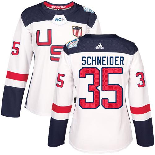 Team USA #35 Cory Schneider White 2016 World Cup Women’s Stitched NHL Jersey