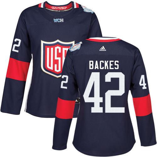 Team USA #42 David Backes Navy Blue 2016 World Cup Women’s Stitched NHL Jersey