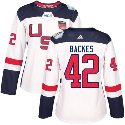 Team USA #42 David Backes White 2016 World Cup Women’s Stitched NHL Jersey