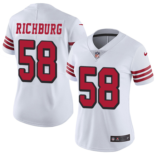 Nike San Francisco 49ers #58 Weston Richburg White Rush Women’s Stitched NFL Vapor Untouchable Limited Jersey