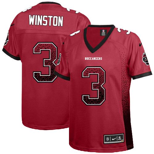 Nike Tampa Bay Buccaneers #3 Jameis Winston Red Team Color Women’s Stitched NFL Elite Drift Fashion Jersey