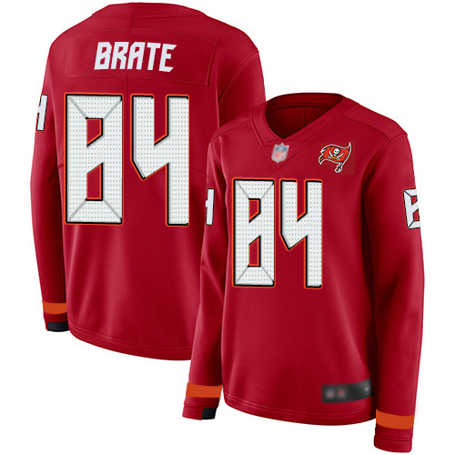 Nike Tampa Bay Buccaneers #84 Cameron Brate Red Team Color Women’s Stitched NFL Limited Therma Long Sleeve Jersey