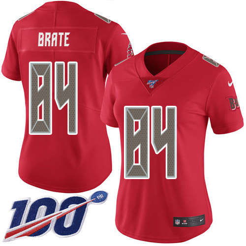 Nike Tampa Bay Buccaneers #84 Cameron Brate Red Women’s Stitched NFL Limited Rush 100th Season Jersey
