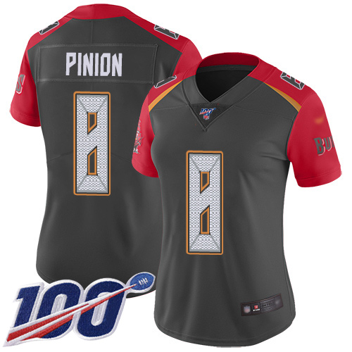 Nike Tampa Bay Buccaneers #8 Bradley Pinion Gray Women’s Stitched NFL Limited Inverted Legend 100th Season Jersey
