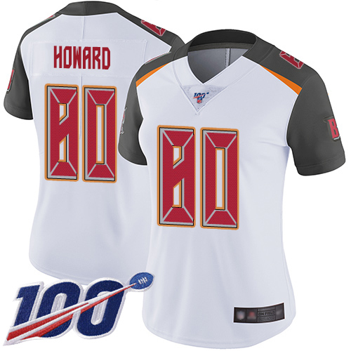 Nike Tampa Bay Buccaneers #80 O. J. Howard White Women’s Stitched NFL 100th Season Vapor Limited Jersey