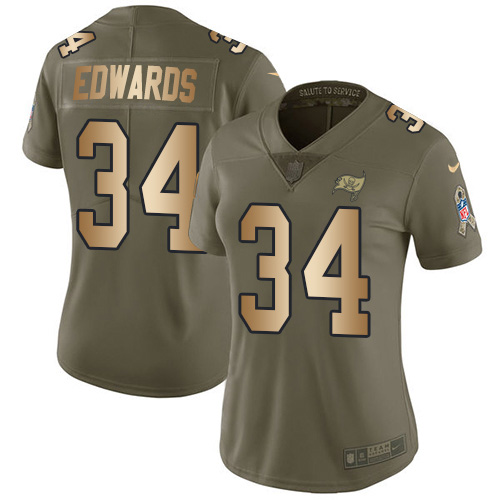 Nike Tampa Bay Buccaneers #34 Mike Edwards Olive/Gold Women’s Stitched NFL Limited 2017 Salute To Service Jersey