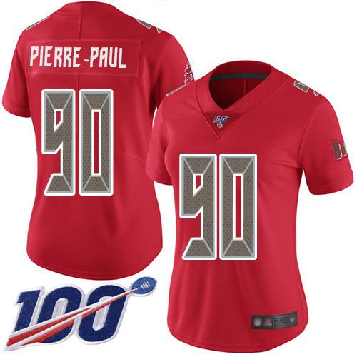 Nike Tampa Bay Buccaneers #90 Jason Pierre-Paul Red Women’s Stitched NFL Limited Rush 100th Season Jersey