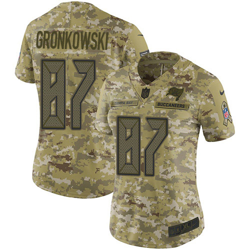 Nike Tampa Bay Buccaneers #87 Rob Gronkowski Camo Women’s Stitched NFL Limited 2018 Salute To Service Jersey