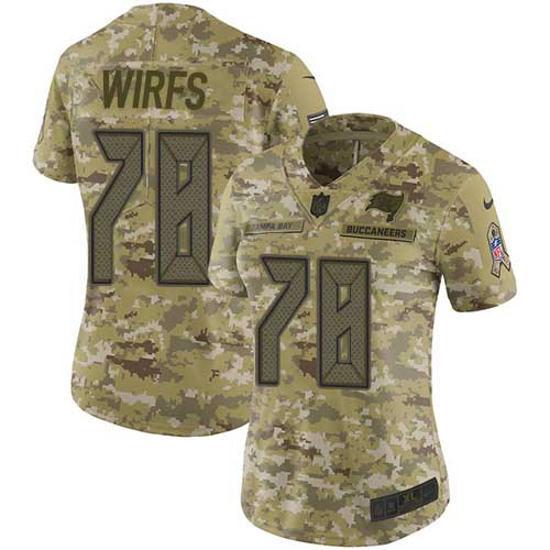 Nike Tampa Bay Buccaneers #78 Tristan Wirfs Camo Women’s Stitched NFL Limited 2018 Salute To Service Jersey