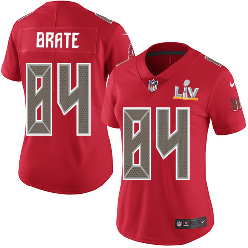 Nike Tampa Bay Buccaneers #84 Cameron Brate Red Women’s Super Bowl LV Bound Stitched NFL Limited Rush Jersey