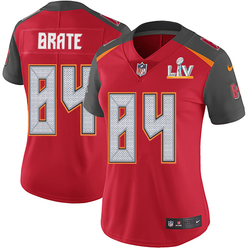 Nike Tampa Bay Buccaneers #84 Cameron Brate Red Team Color Women’s Super Bowl LV Bound Stitched NFL Vapor Untouchable Limited Jersey