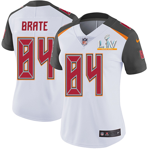 Nike Tampa Bay Buccaneers #84 Cameron Brate White Women’s Super Bowl LV Bound Stitched NFL Vapor Untouchable Limited Jersey