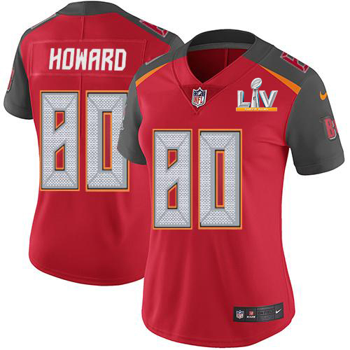 Nike Tampa Bay Buccaneers #80 O. J. Howard Red Team Color Women’s Super Bowl LV Bound Stitched NFL Vapor Untouchable Limited Jersey