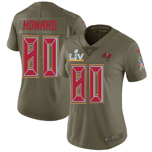 Nike Tampa Bay Buccaneers #80 O. J. Howard Olive Women’s Super Bowl LV Bound Stitched NFL Limited 2017 Salute To Service Jersey