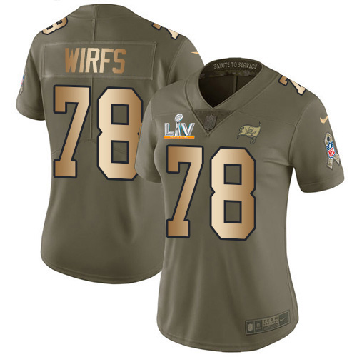 Nike Tampa Bay Buccaneers #78 Tristan Wirfs Olive/Gold Women’s Super Bowl LV Bound Stitched NFL Limited 2017 Salute To Service Jersey
