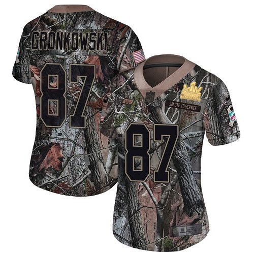 Nike Tampa Bay Buccaneers #87 Rob Gronkowski Camo Women’s Super Bowl LV Champions Patch Stitched NFL Limited Rush Realtree Jersey