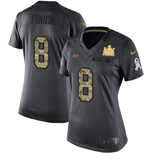 Nike Tampa Bay Buccaneers No8 Bradley Pinion Black Women's Super Bowl LV Bound Stitched NFL Limited 2016 Salute to Service Jersey